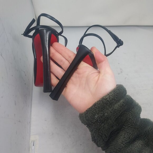 Christian Louboutin Black Strappy Condora Leather Heel Shoe - Picture 10 of 11